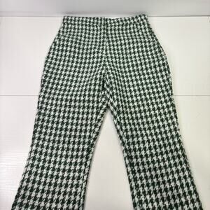 Pink Ripple Green and White Houndstooth Trousers Size Medium LL0723